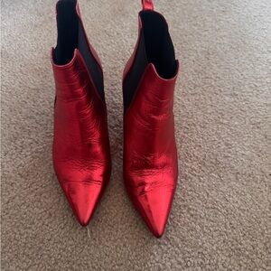 Anine Bing Metallic Red Ankle Boots